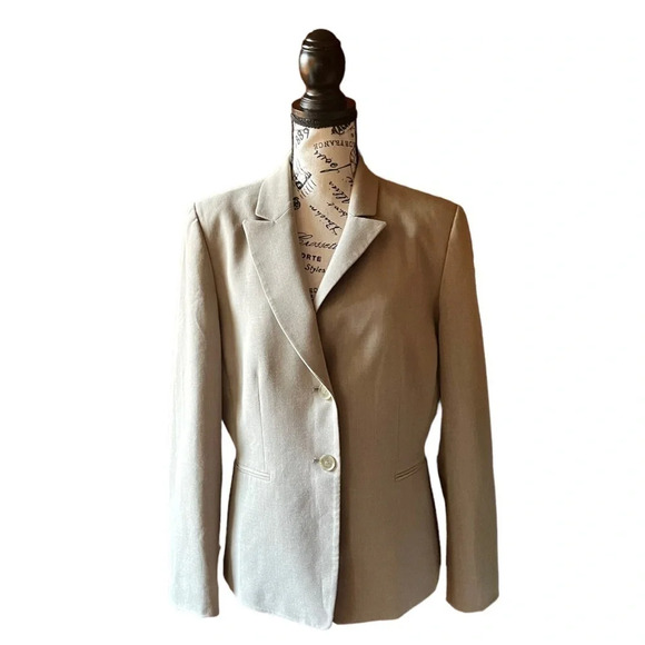 Tahari tan blazer womens Normcore business ethereal granola girl y2k retro 12 - Picture 1 of 8